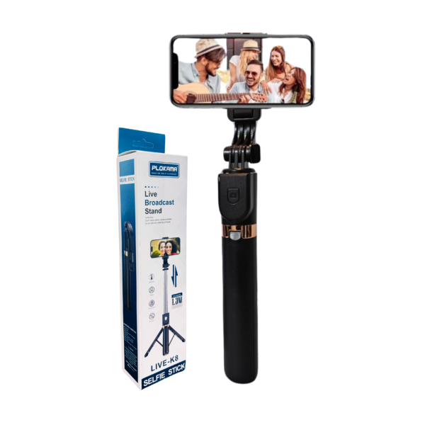 Plokama LIVE K8 Multifunctional Selfie Stick Tripod with Bluetooth Remote