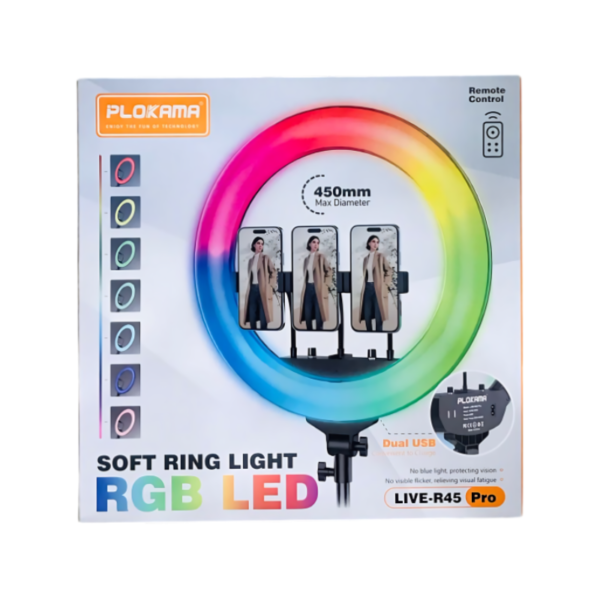 Plokama R45 Pro Soft LED RGB Ring light 45CM (17.5inch) - Image 2