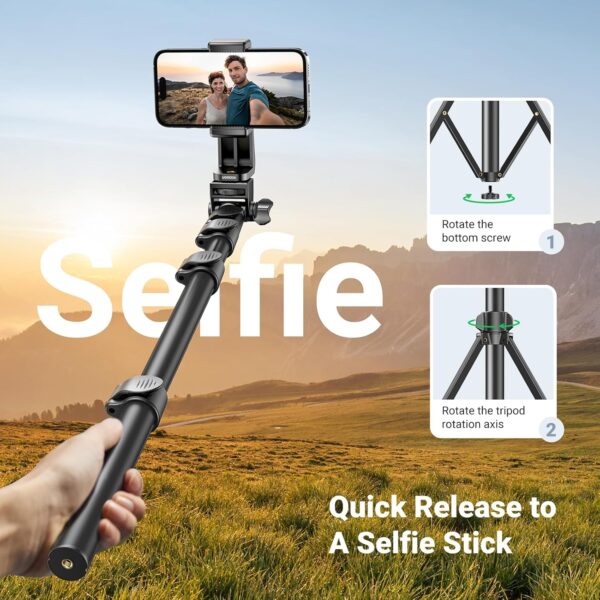 UGREEN Tripod Selfie Stick with Bluetooth Remote - Image 4