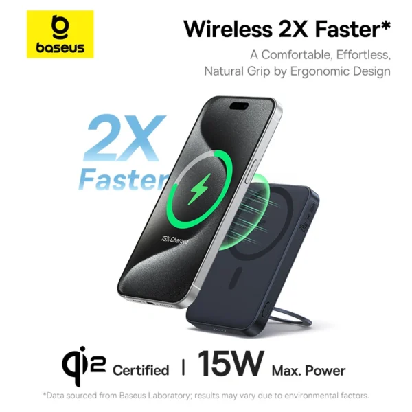 Baseus PicoGo Qi2 5000mAh 20W Magnetic Power Bank with Rotatable Stand - Image 3
