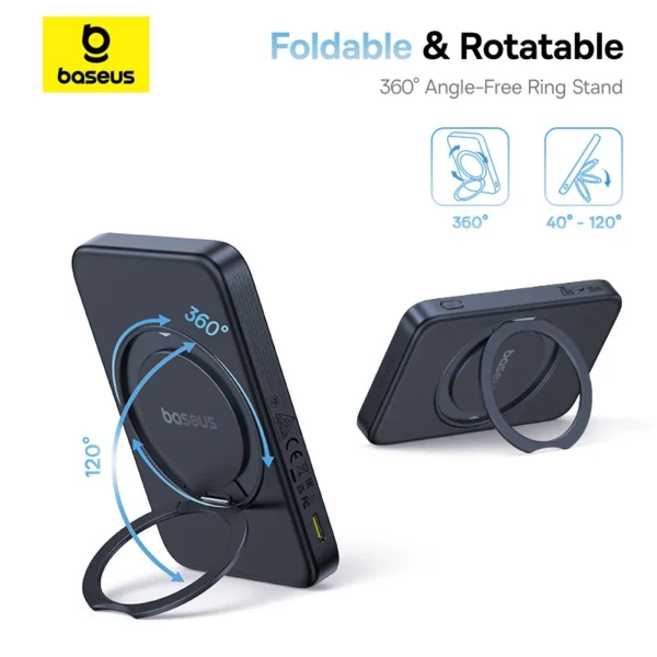 Baseus PicoGo Qi2 5000mAh 20W Magnetic Power Bank with Rotatable Stand - Image 5