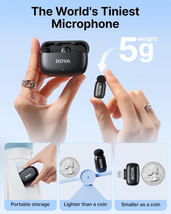 BOYA Mini 12 For Type C and Lightning Dual Wireless Microphone With Charging Case - Image 3