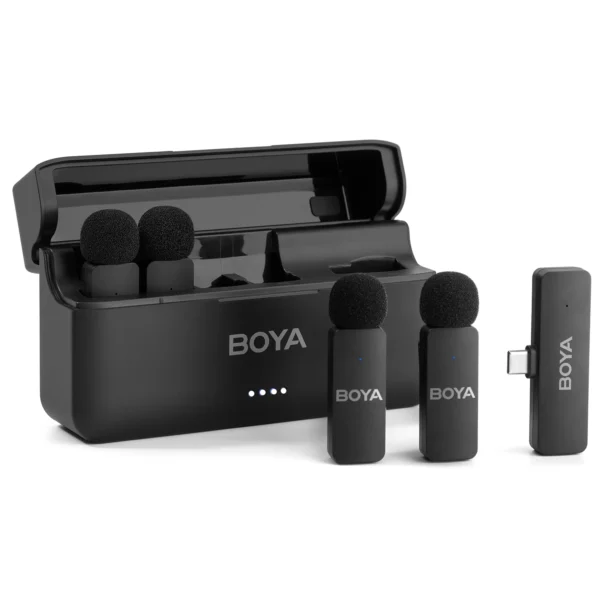 BOYA BY-V4U Ultracompact 4-Person Wireless Microphone System with USB-C Connector for Mobile Devices (2.4 GHz)