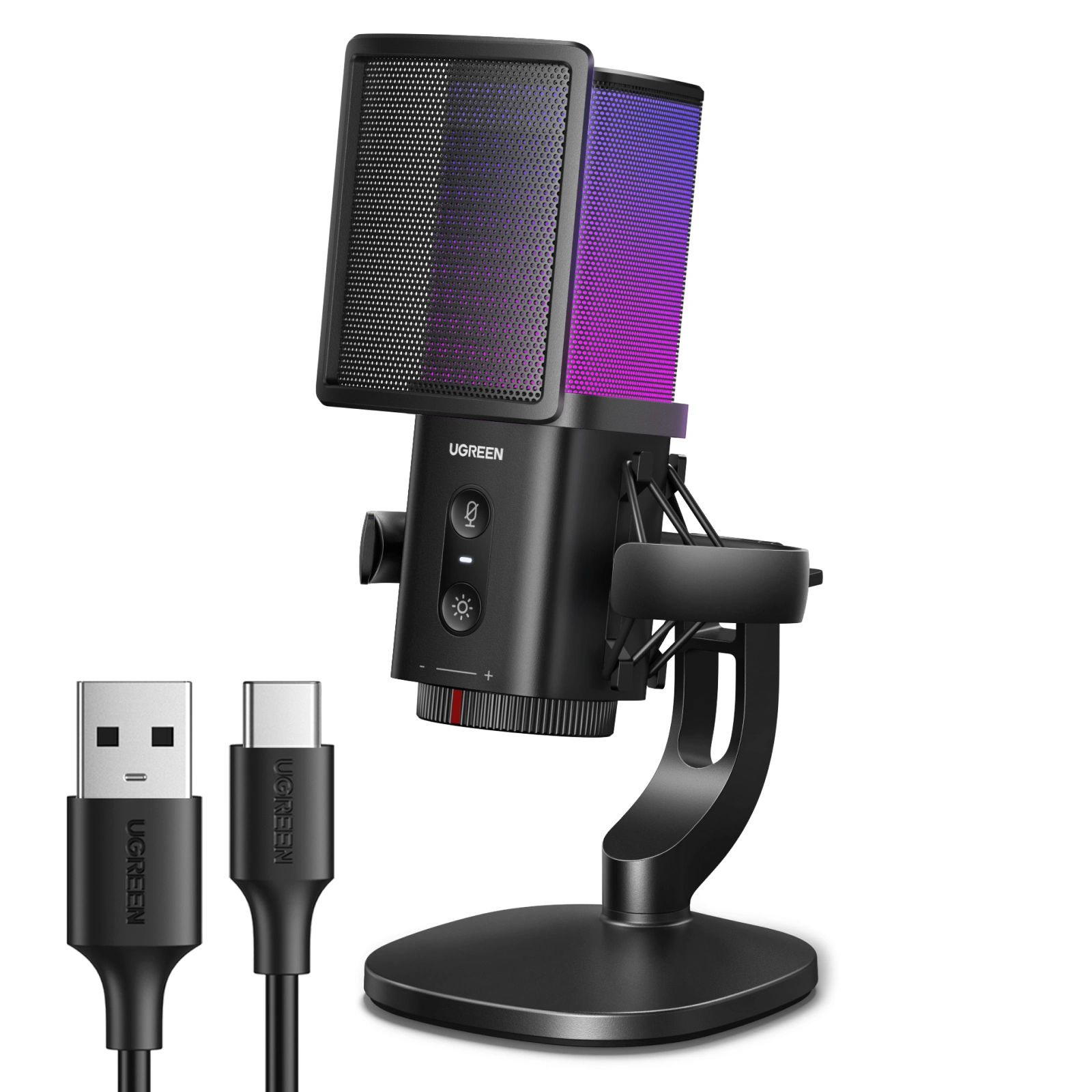 UGREEN Noise-Cancelling RGB 7-Light USB Desktop Microphone – CM581 - 65629 - Image 3