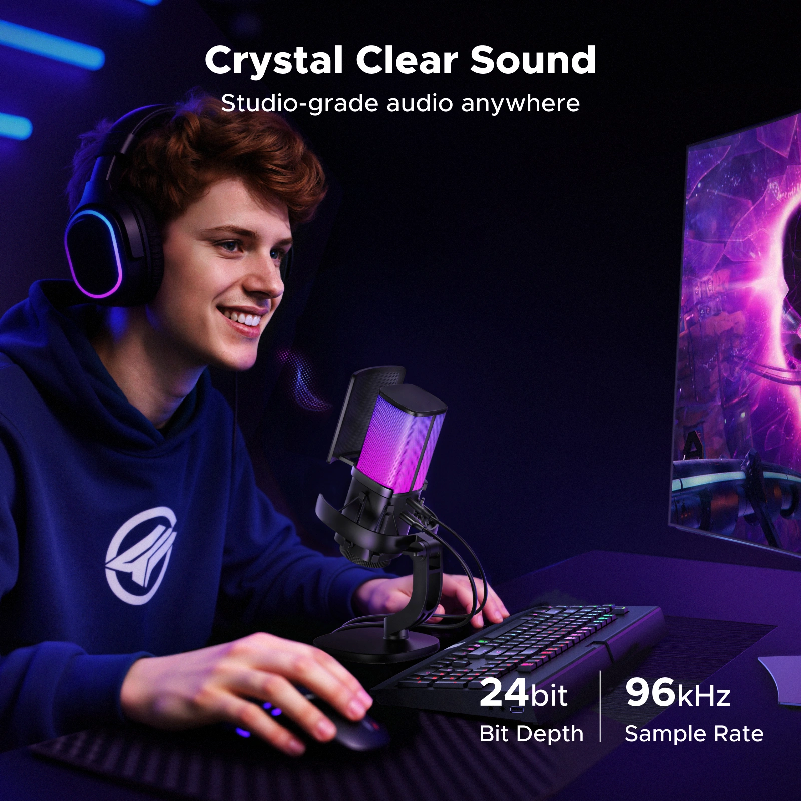 UGREEN Noise-Cancelling RGB 7-Light USB Desktop Microphone – CM581 - 65629 - Image 8