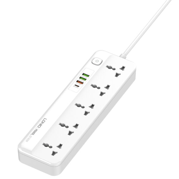 LDNIO SC5415 Fast Charging Power Strip – 5 Universal Outlets & 4 USB Ports (2m Cable)