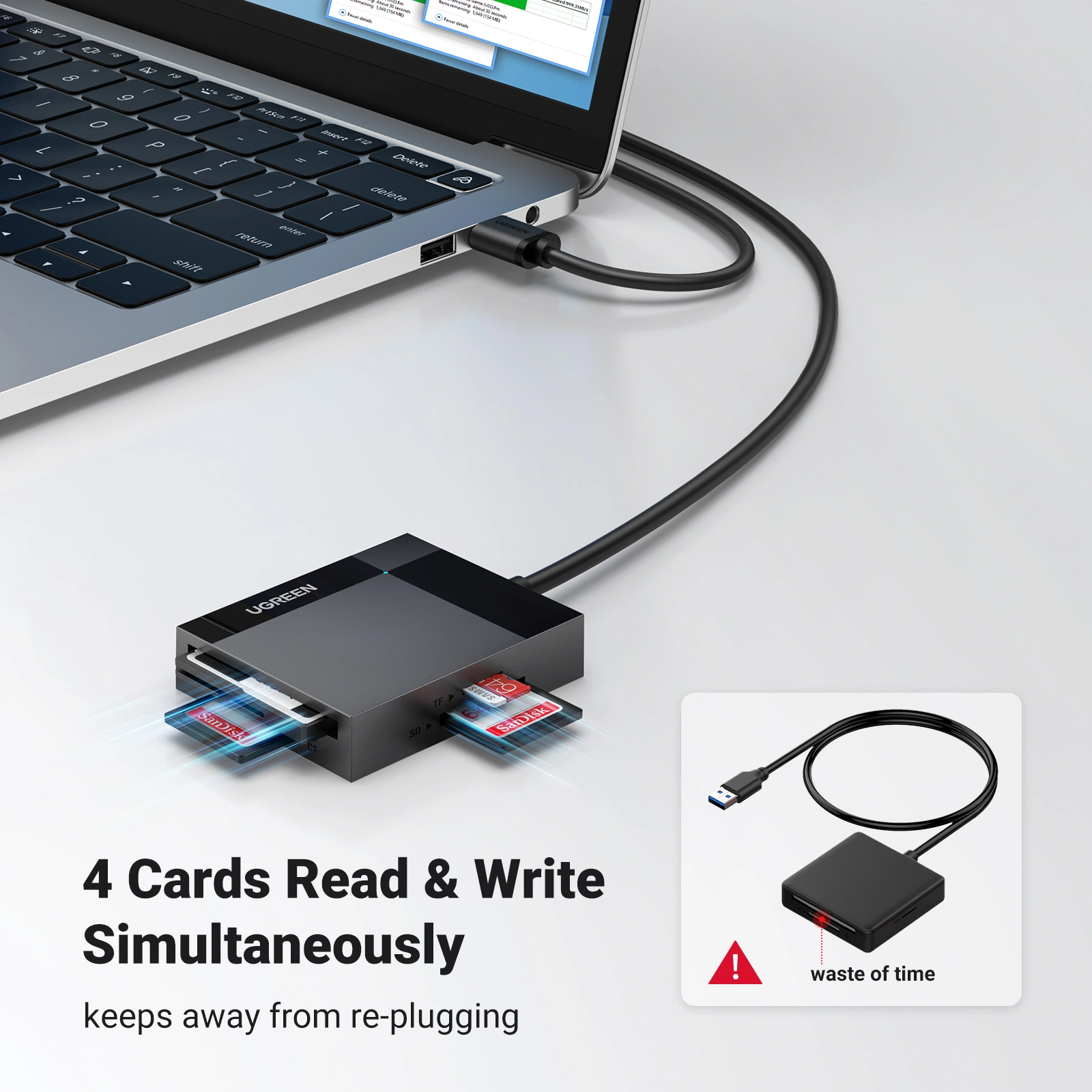 UGREEN 50cm USB 3.0 All-in-One Card Reader – CR125 – 30333 - Image 3